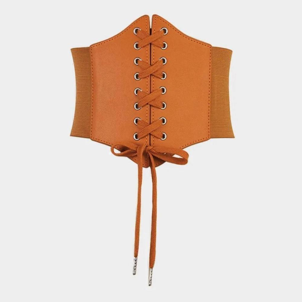 Corset Style Waist Belt In Light Brown